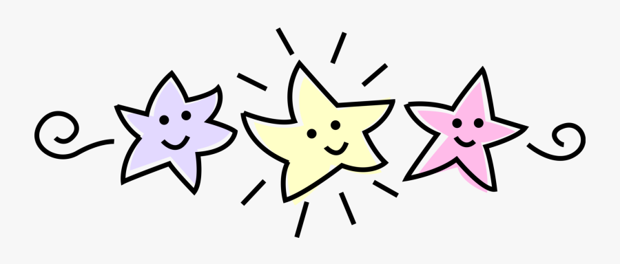 Vector Illustration Of Anthropomorphic Happy Stars - Cartoon, Transparent Clipart