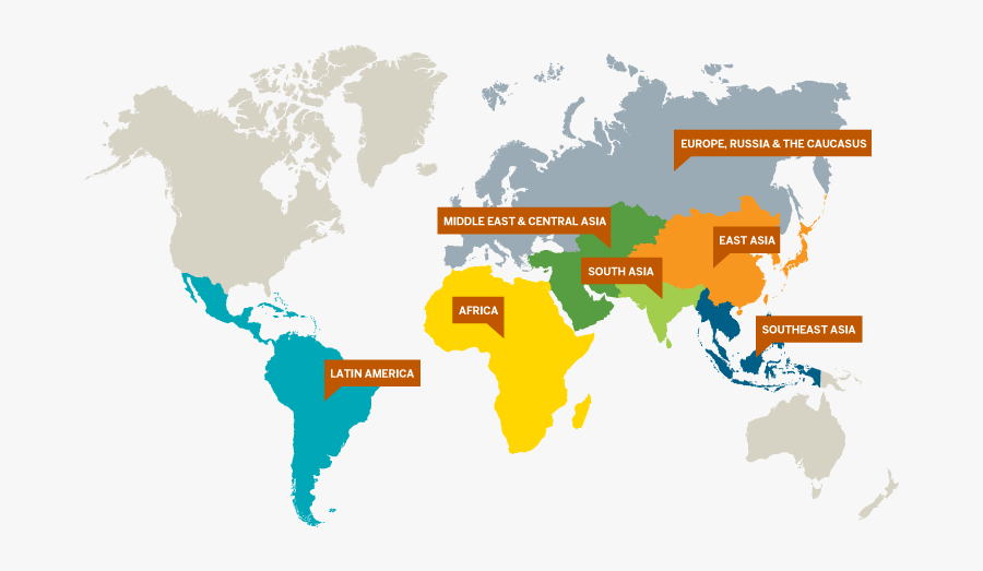 Clip Art Central And South Asia Map - High Resolution India On World Map, Transparent Clipart