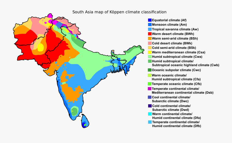 South Asia Of K - Climatic Zones Of India, Transparent Clipart
