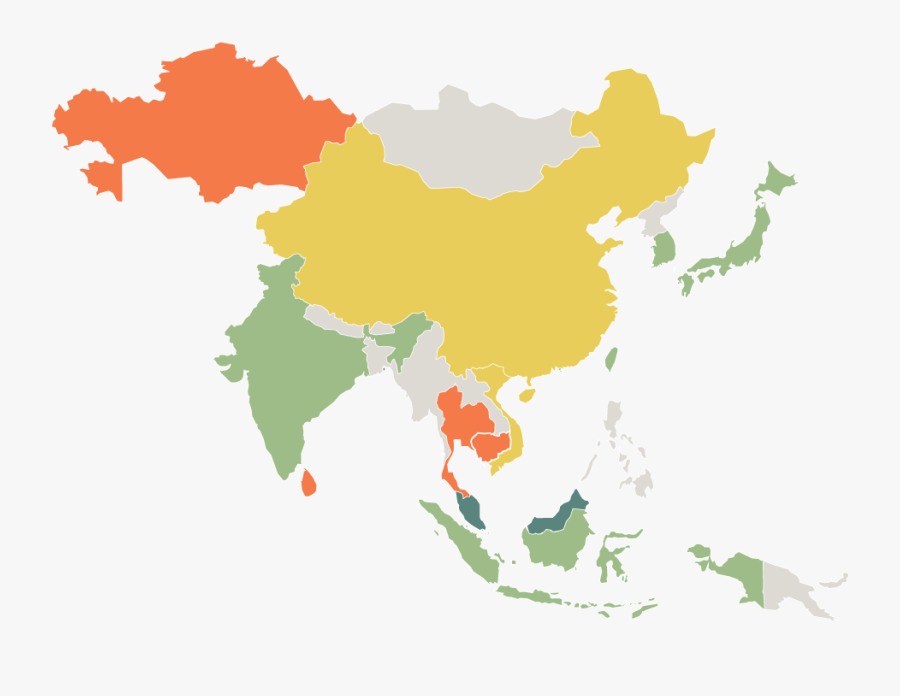 Transparent Asia Png - Asia Map Grey, Transparent Clipart