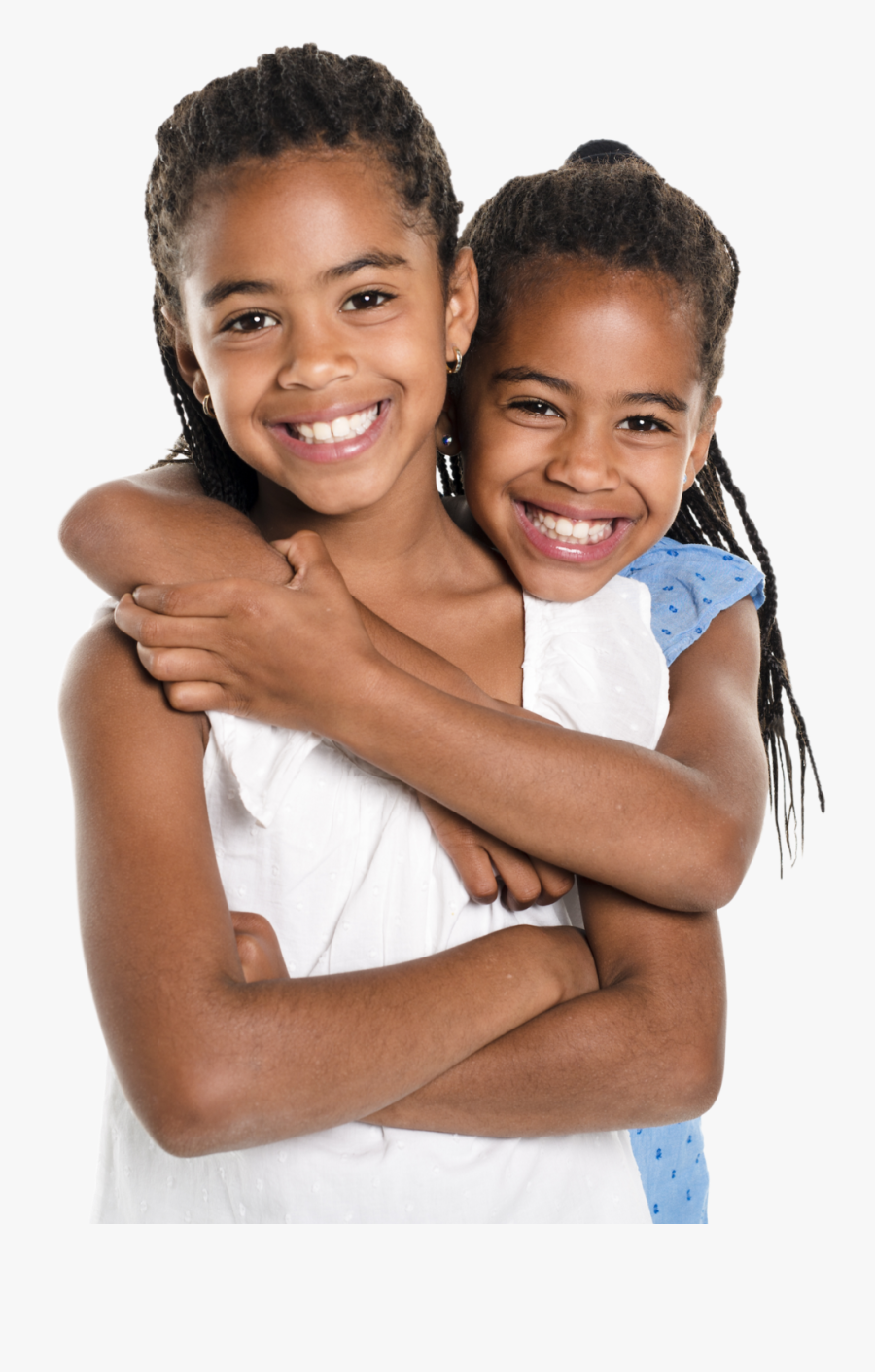 Two Girls Smiling And Hugging - Hug, Transparent Clipart