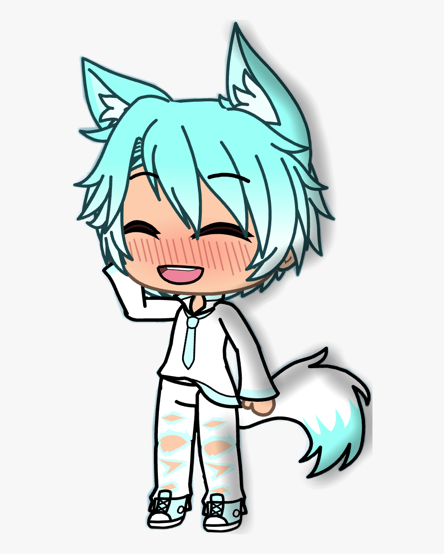 #boy #gachalife #gacha #gachalifeboy #blue #teal #shy - Gacha Life Boy Shy, Transparent Clipart