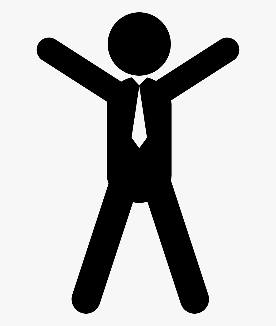 Standing Man With Tie With Opened Arms And Legs Comments - Man Crossing Arms Icon, Transparent Clipart