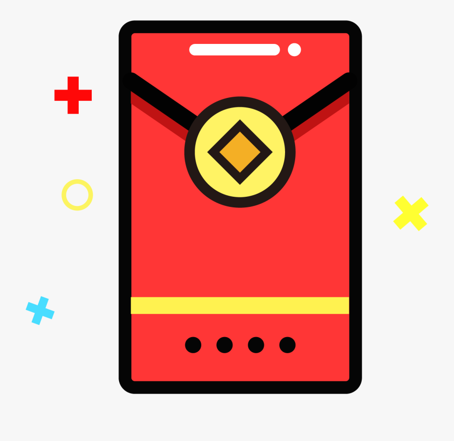 New Year Day Red Envelope Chinese Cartoon Png And Vector - Emblem, Transparent Clipart