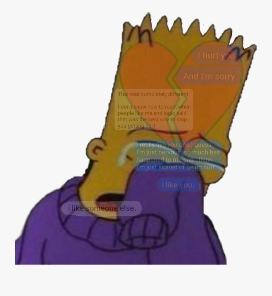 #sad #text #bart #broken #brokenheart #aesthetic - Bart Simpson Crying Png, Transparent Clipart