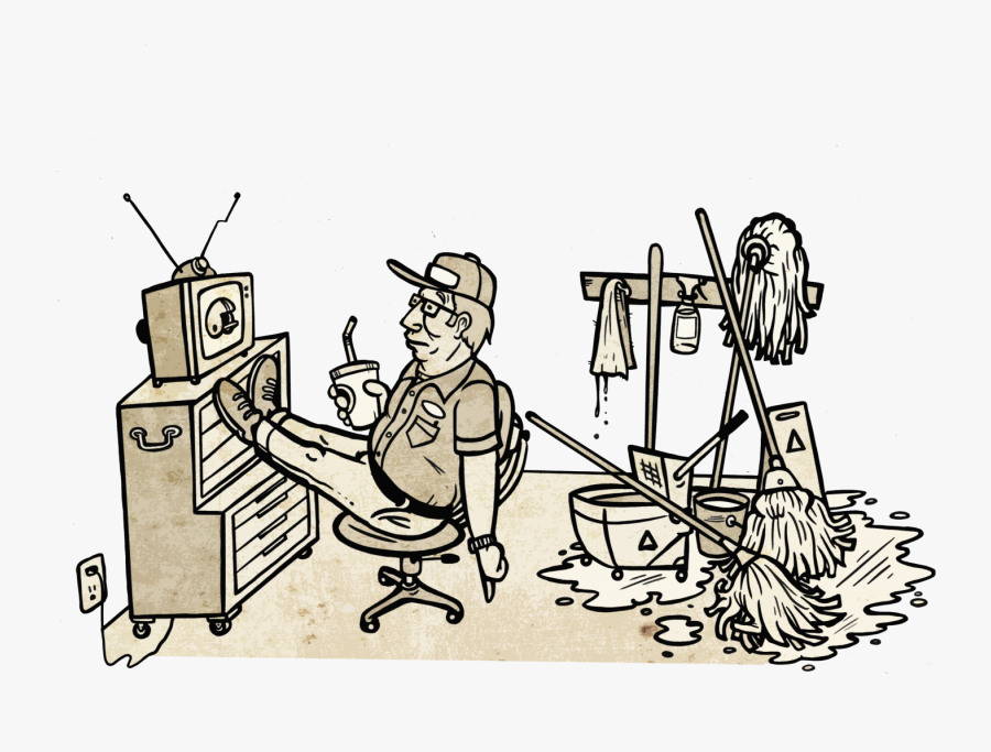Janitor Not Cleaning - Cartoon, Transparent Clipart