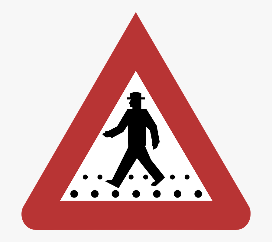 Warning, Pedestrian Crossing, Road Sign, Germany - ป้าย เดิน ข้าม ถนน, Transparent Clipart