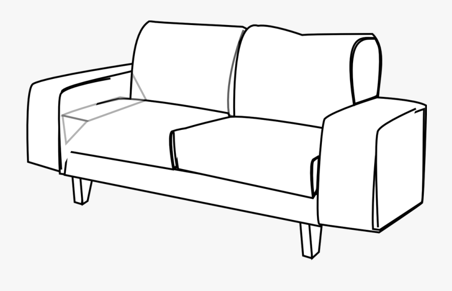 Transparent Black Couch Png - Couch Clipart Black And White, Transparent Clipart