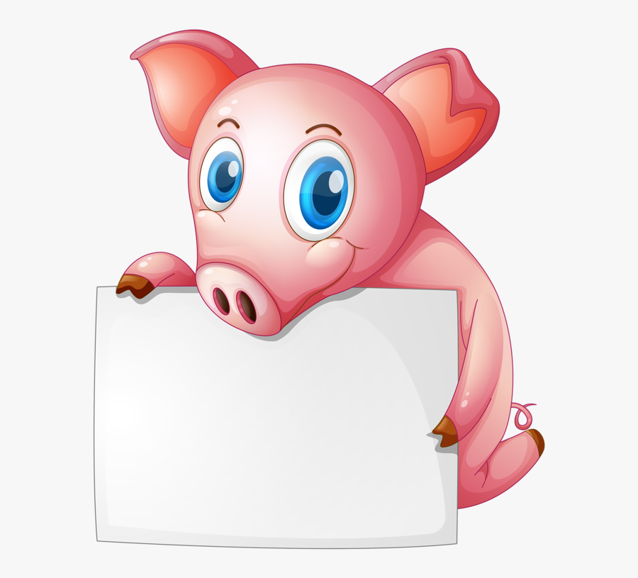 Pig Holding An Empty Sign, Transparent Clipart