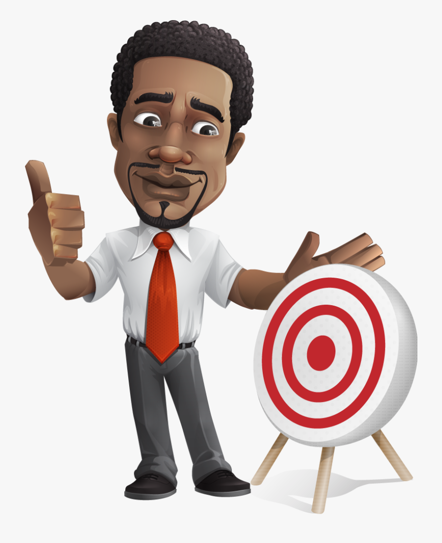 Transparent Set Goals Clipart - African American Businessman Cartoon Png, Transparent Clipart
