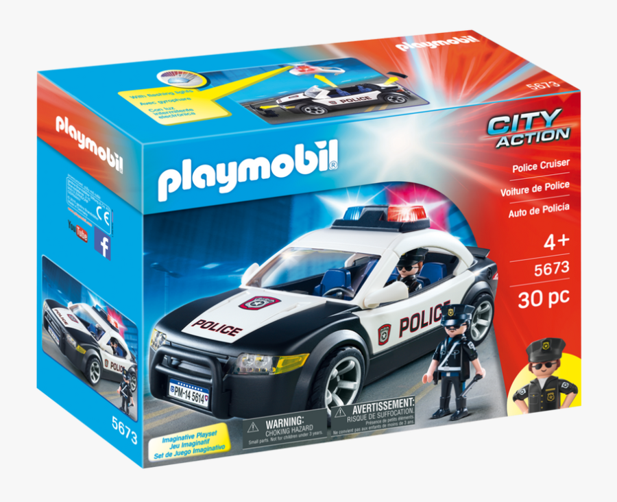 Transparent Car Lights Clipart - Playmobil Police Car, Transparent Clipart