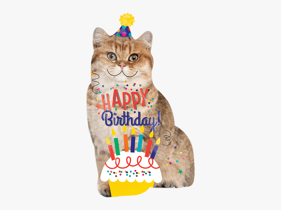 Birthday Cake Cat Kitten Balloon - Cat Birthday, Transparent Clipart