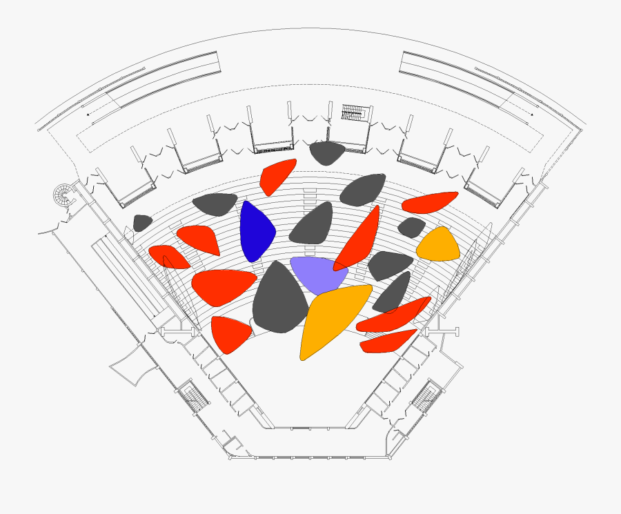 Dibujo En Planta Del Aula Magna Con Las Nubes Acústicas - Illustration, Transparent Clipart