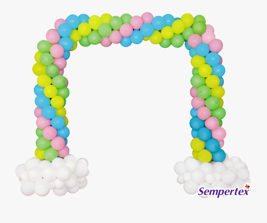 Para La Entrada Realiza Un Gran Arcoíris Con Nubes - Arco De Globos Rosa Amarillo Y Verde, Transparent Clipart