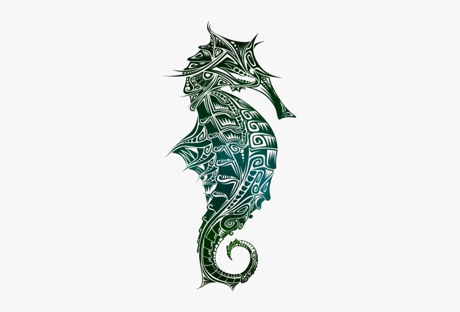 Colorful Tribal Seahorse Tattoo Png Clipart - Seahorse, Transparent Clipart