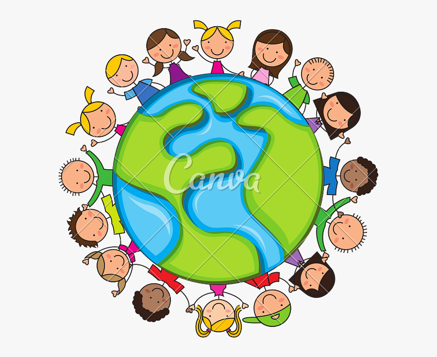 Cartoon Kids Icon - World Surrounded By People, Transparent Clipart
