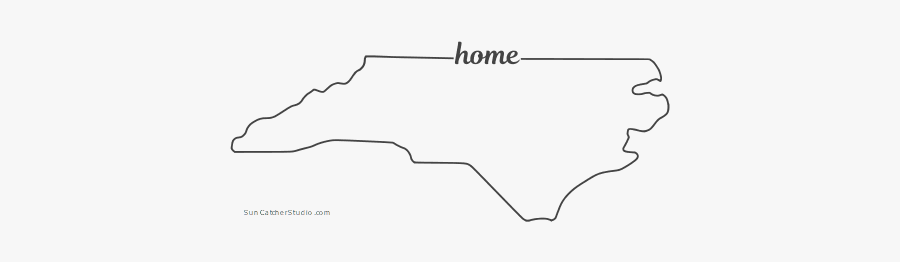 Free North Carolina Outline With Home On Border, Cricut - Line Art, Transparent Clipart