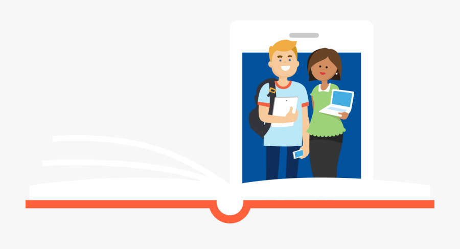 Students With A Book - Cartoon, Transparent Clipart