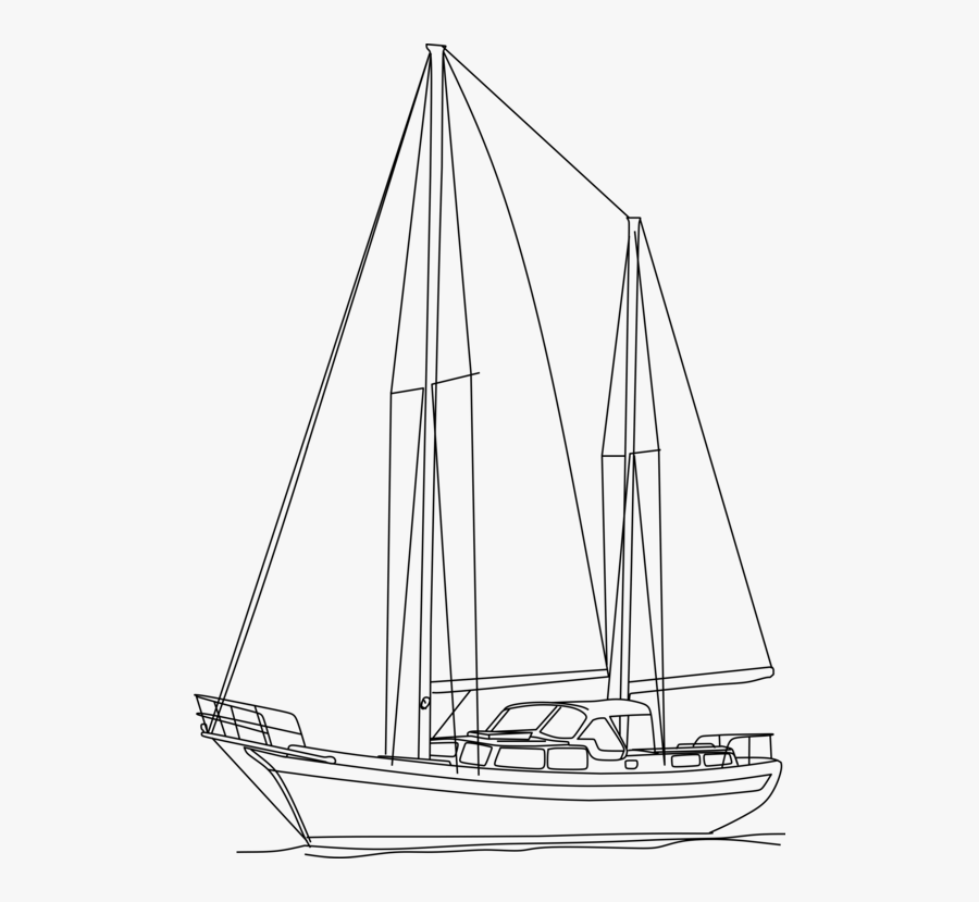 Line Art,watercraft,sailing - Sail, Transparent Clipart