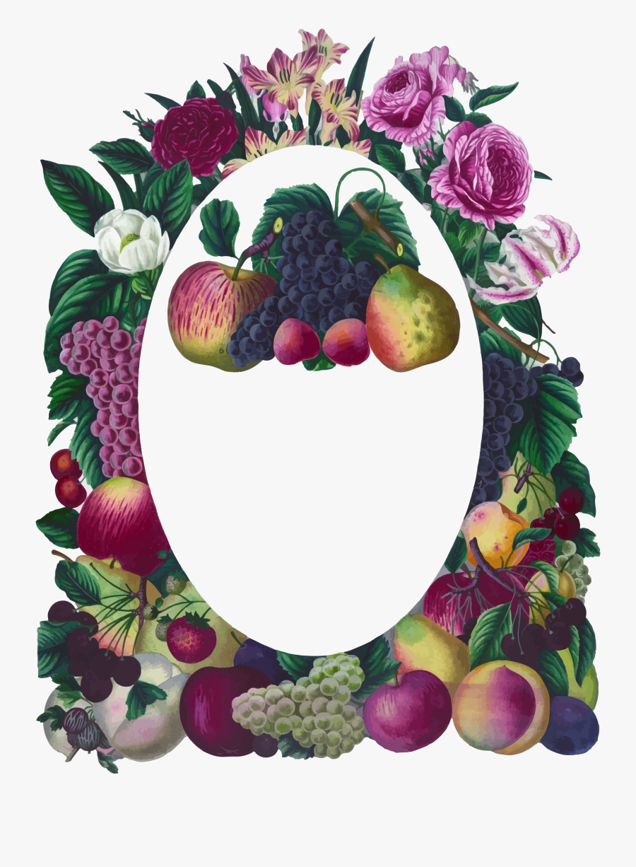 Clipart - Floral Frame Oval Vintage, Transparent Clipart