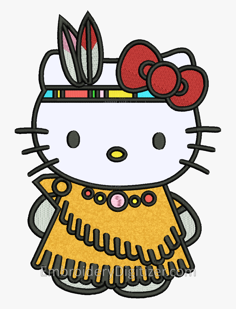 Hello Kitty Embroidery Design Looks Awesome In A Tribal - Native American Hello Kitty, Transparent Clipart
