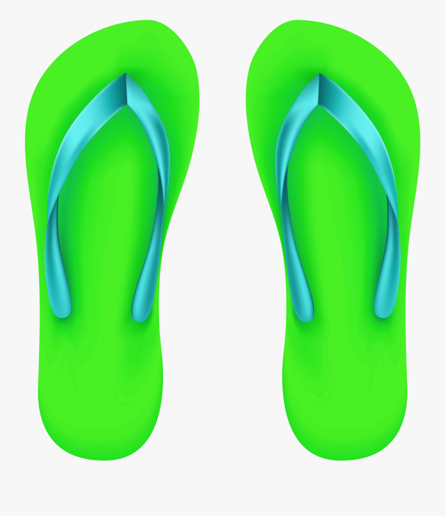 Green Beach Flip Flops Clipart Clipartcow - Clip Art, Transparent Clipart