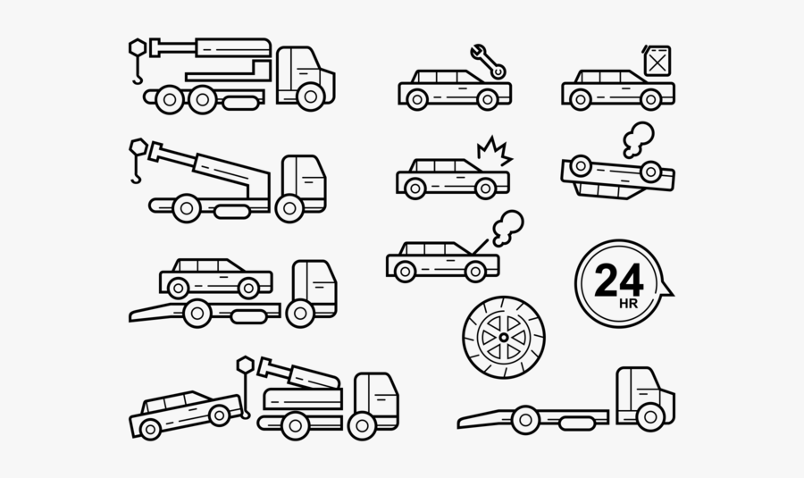 Towing Icons Vector - Desenho De Carro Reboque, Transparent Clipart