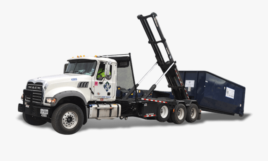 Waste Connections Truck Placing A Roll-off Dumpster - Waste Connections Roll Off Truck, Transparent Clipart