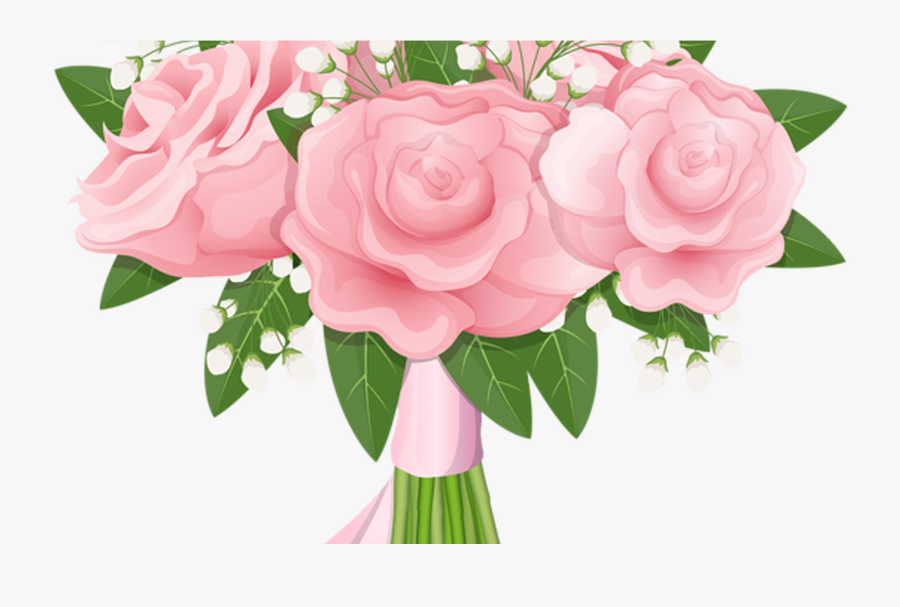 Realistic Flower Bouquet Svg Black And White Library - Pink Roses Clipart Free Bouquet, Transparent Clipart