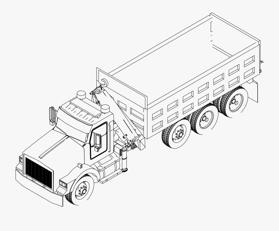 Trailer Truck Drawing At Getdrawings - Vector Lorry Line Drawing, Transparent Clipart