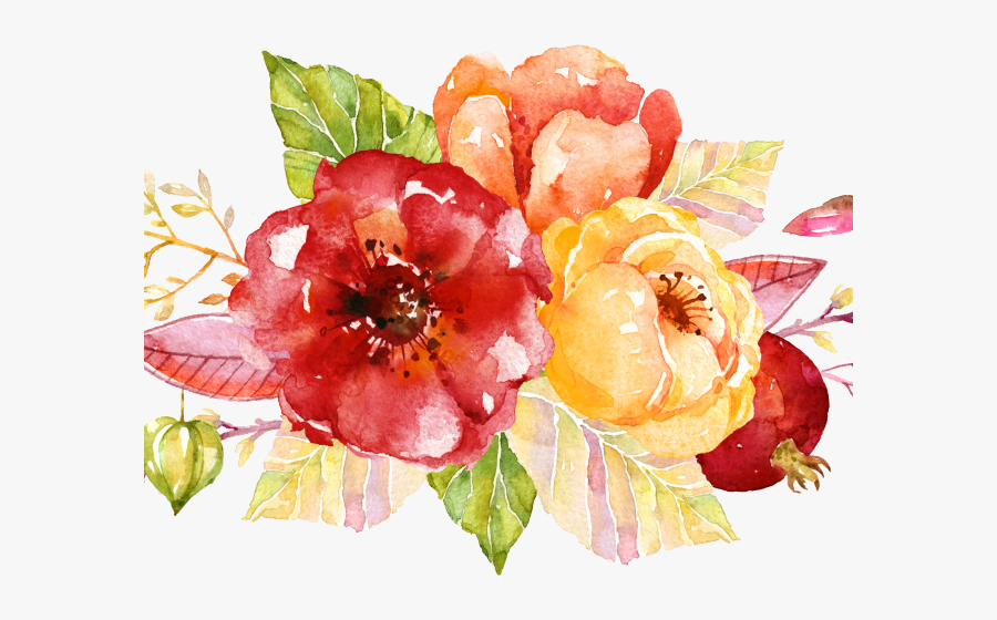 Transparent Spring Flowers Clipart - Watercolor Flower Design Png, Transparent Clipart
