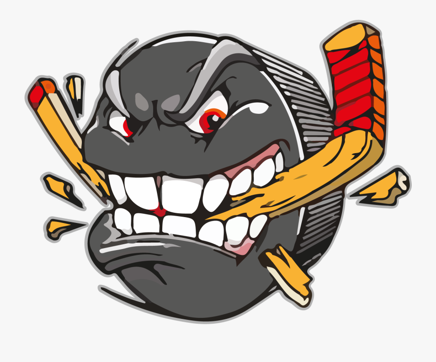 Angry Ice Hockey Puck, Transparent Clipart