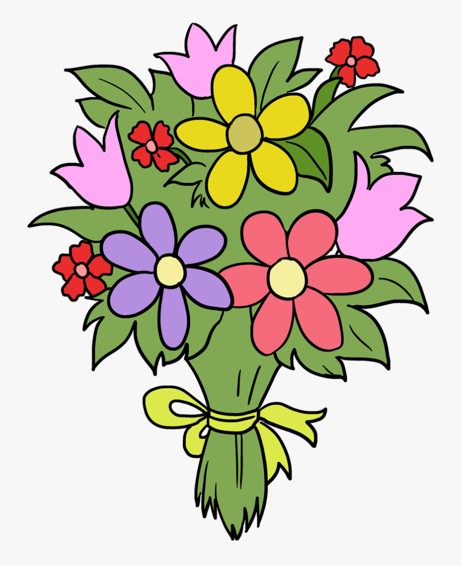 Bouquet Clipart Fun Flower - Easy Bouquet Of Flower Drawing, Transparent Clipart