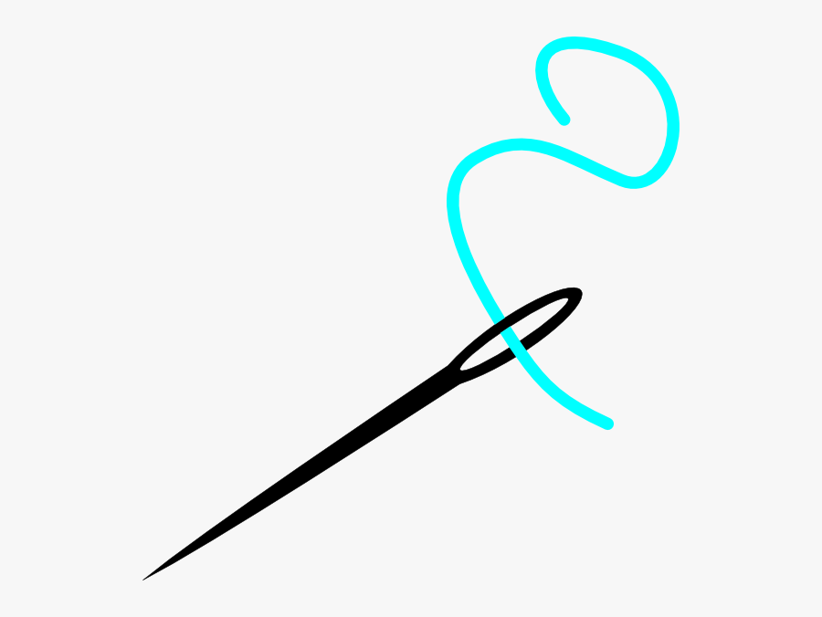 Aqua Thread With Needle Clip Art At Clker - Cartoon Picture Of Needle, Transparent Clipart