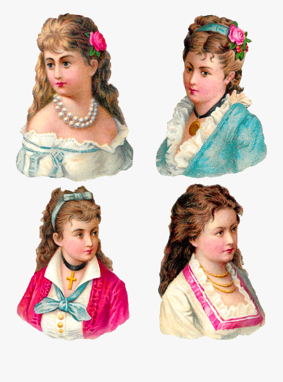 Digital Collage Sheet Victorian Women Antique Clipart - Girl, Transparent Clipart