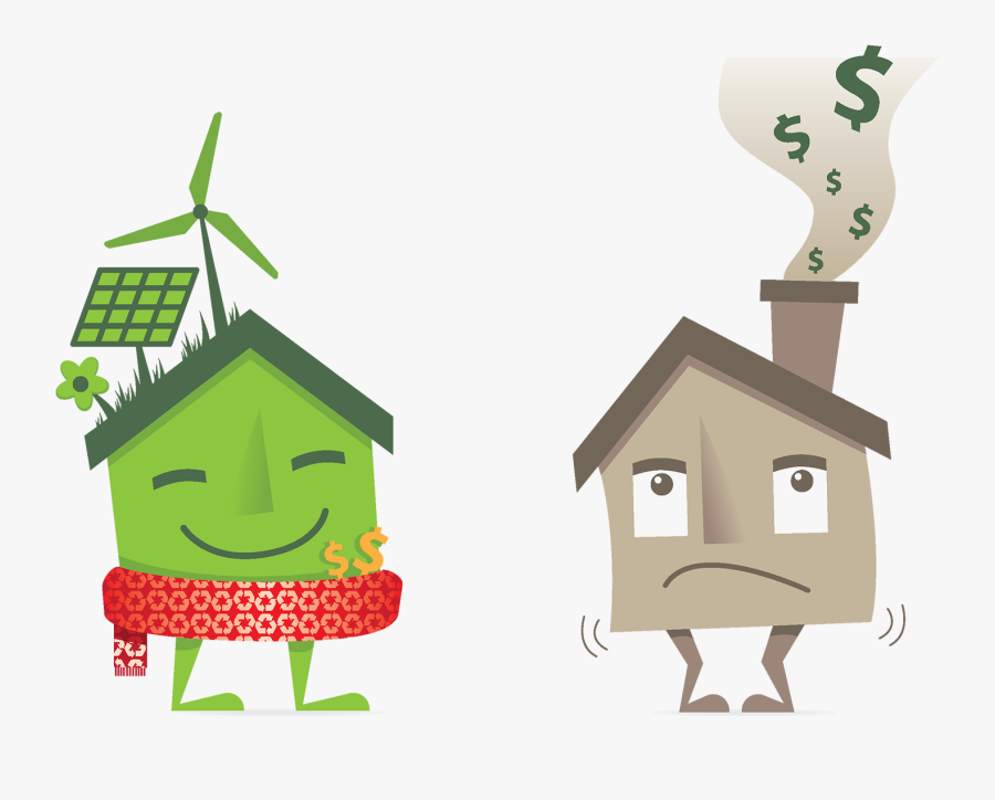 Environment Clipart Sustainable House - House Cartoon Saving Energy, Transparent Clipart