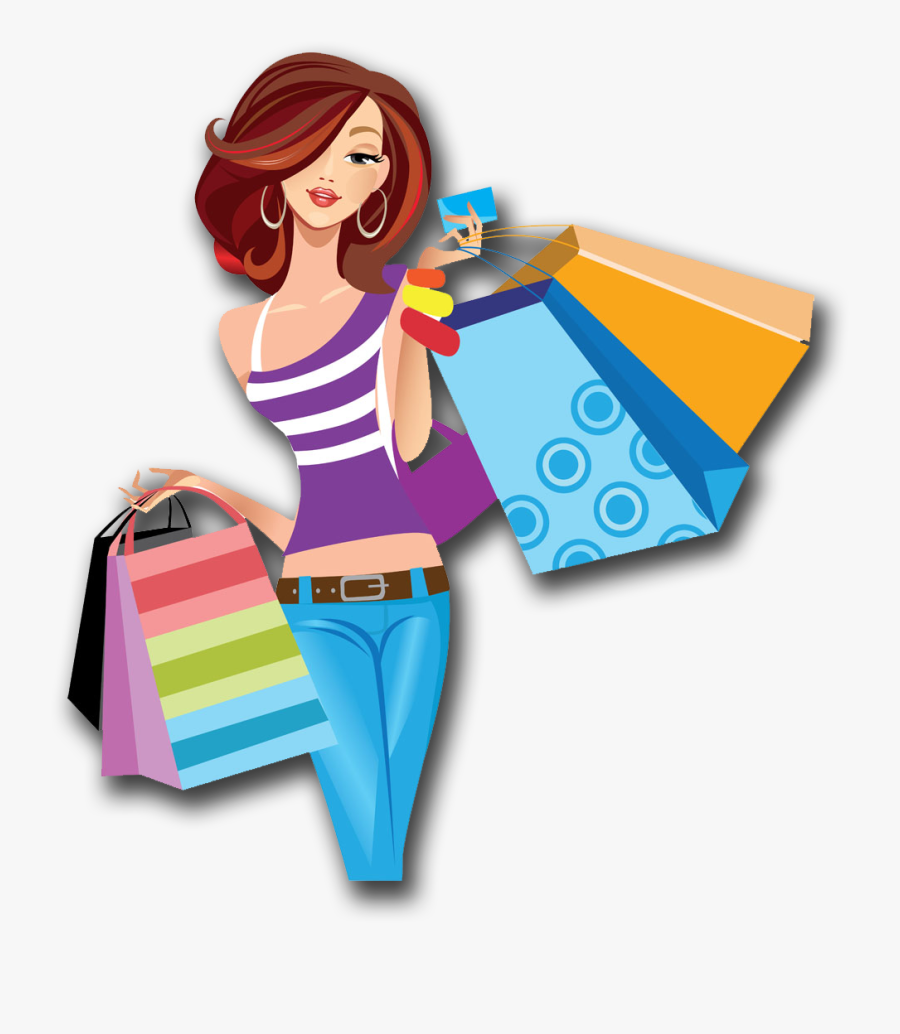 Shopping Cartoon Women Png Image High Quality Clipart - Shopping Logo Png Clipart, Transparent Clipart