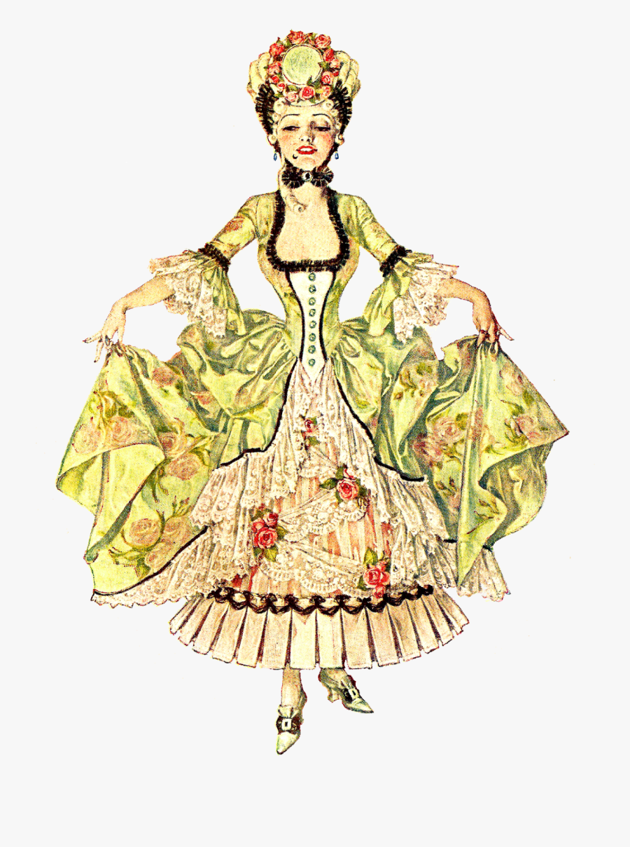 Antique Images Digital Women - Extremely Fancy Dress, Transparent Clipart
