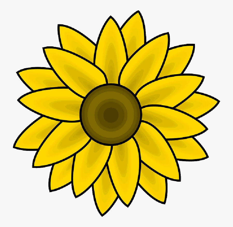 Head, Black, Simple, Outline, Yellow, Drawing, Sketch - Outline Sunflower Drawing Easy, Transparent Clipart