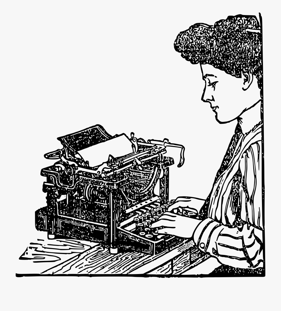 Typing Lady, Transparent Clipart