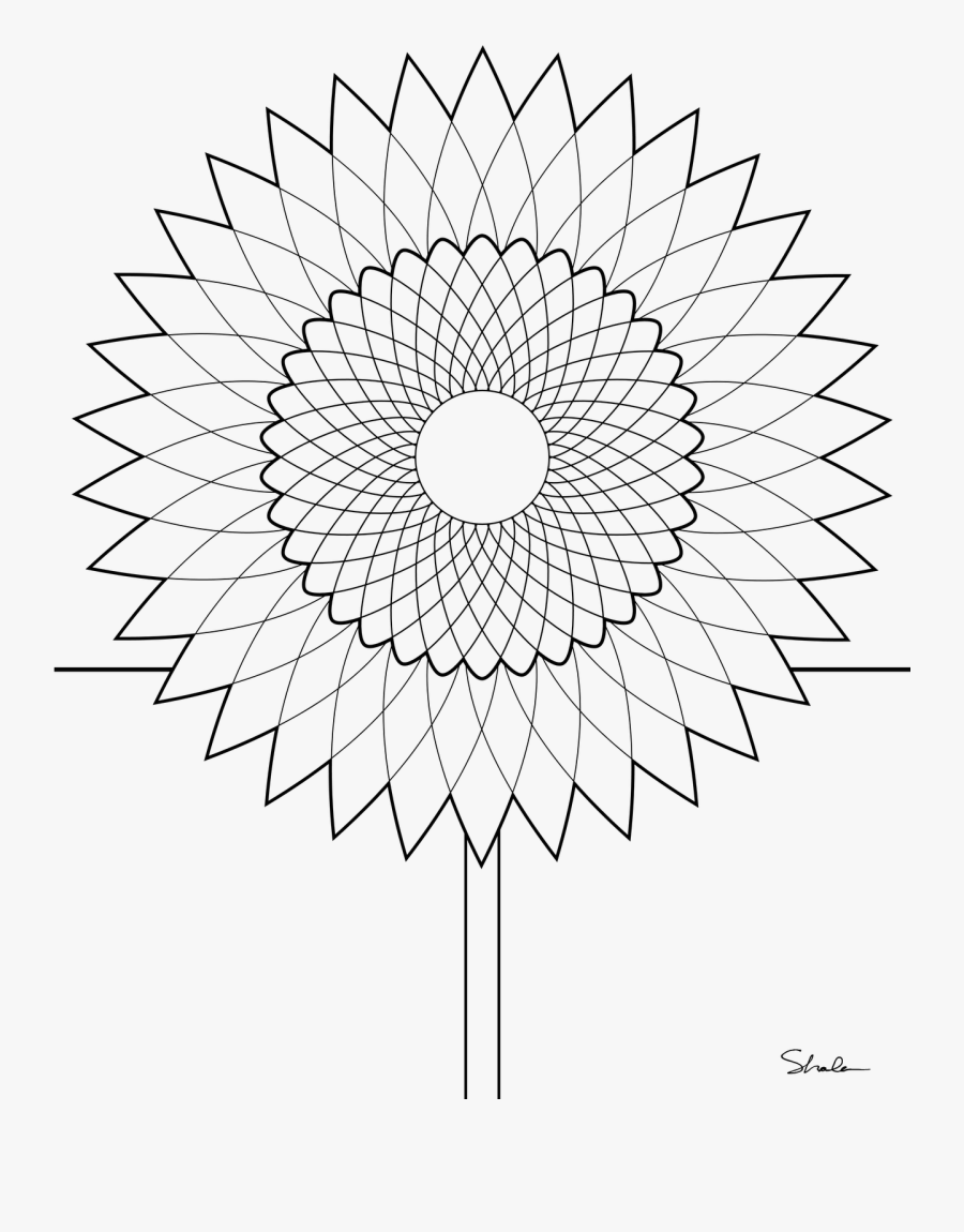 Mandala Clipart Sunflower - Fibonacci Coloring Pages, Transparent Clipart