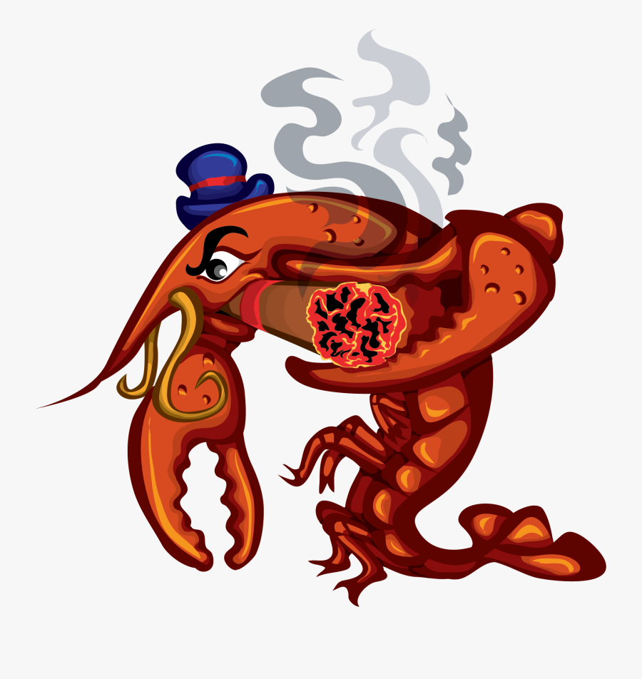 Crawfish - Crawfish Smoking A Cigar, Transparent Clipart