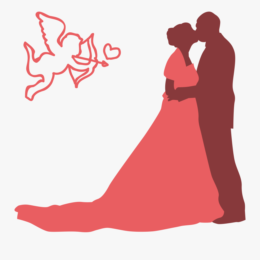 Red Wedding Silhouette, Transparent Clipart
