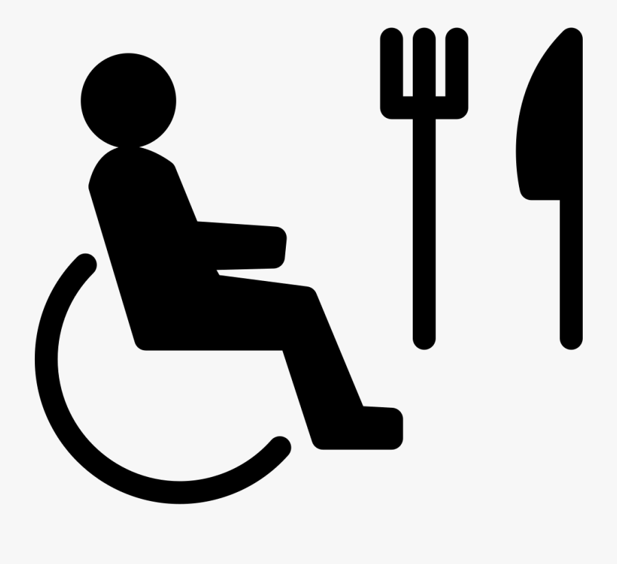 Person On Wheel Chair With Fork And Knife Comments - Wheelchair, Transparent Clipart