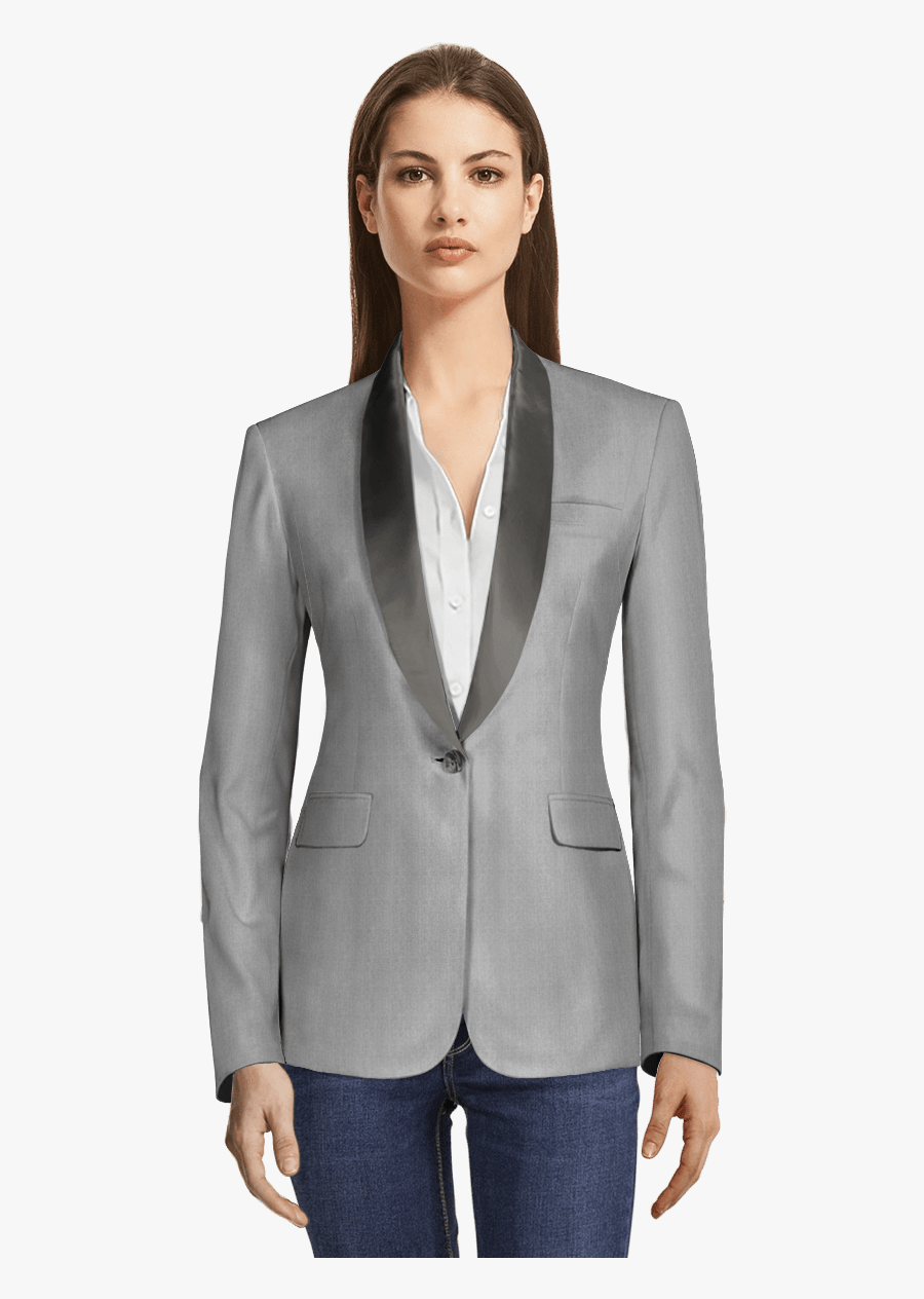 Suit Clipart Tailor - Woman Blazer Dark Grey, Transparent Clipart