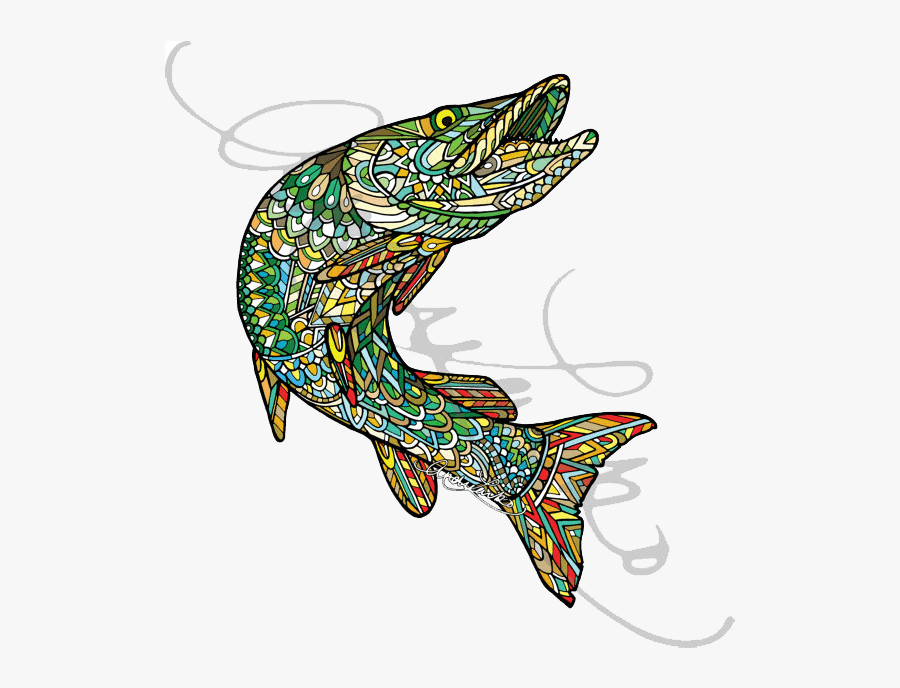 Collection Of Free Trout Drawing Zentangle Download - Fishing, Transparent Clipart
