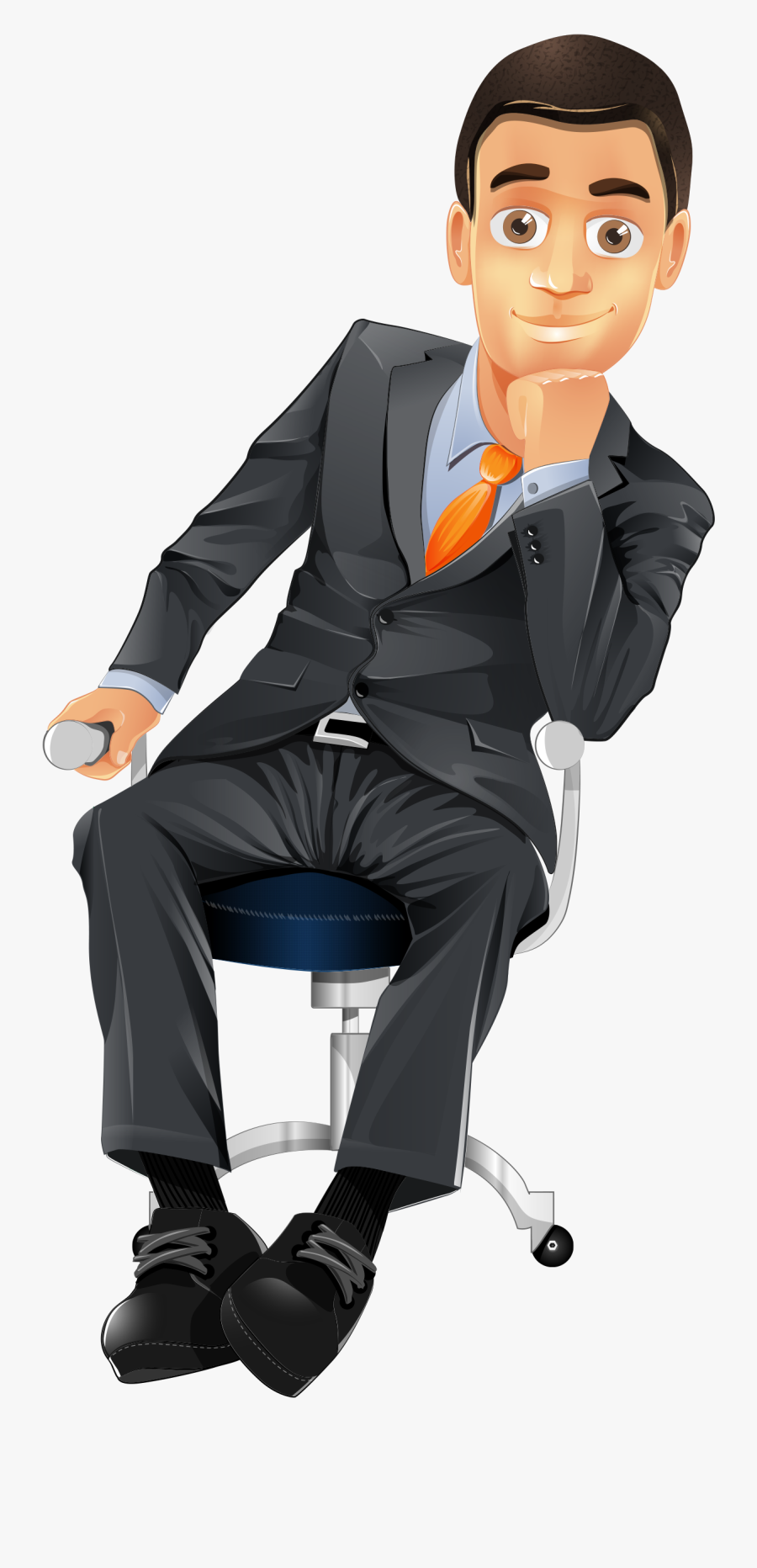 On Business Sitting Character Businessperson Chair - Transparent