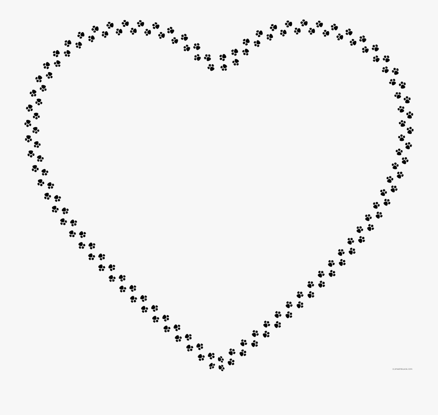 Paw Prints Heart Black Clip Art Royalty Free Library - Vintage Heart Clip Art, Transparent Clipart