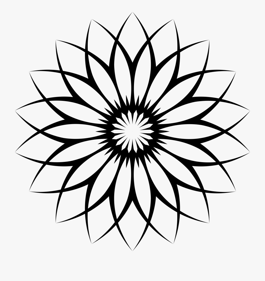 Line Art Flower Design, Transparent Clipart