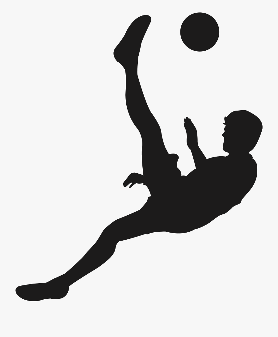 Football Player Shooting Bicycle Kick Kickball - Bicycle Kick Soccer Silhouette, Transparent Clipart